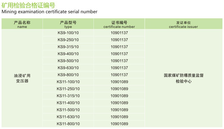 KS9、KS11油浸式礦用變壓器